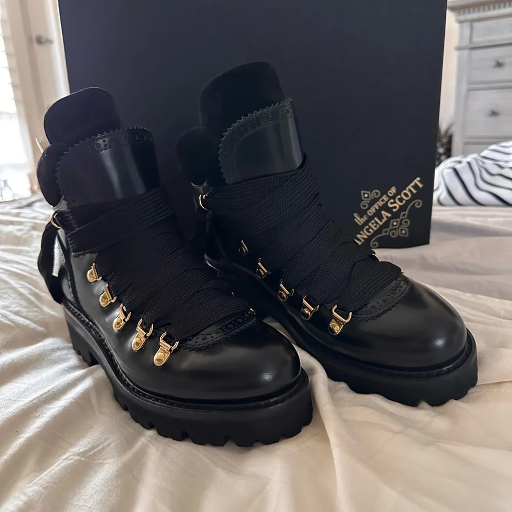 Angela Scott Black Leather Boots - Picture 5 of 13